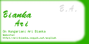 bianka ari business card